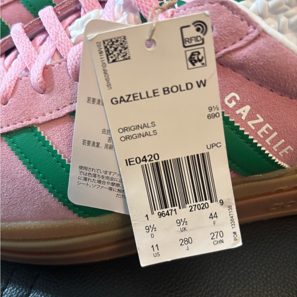 adidas Gazelle Platform Sneakers in Pink and Green with Gum Sole - Picture 6 of 10